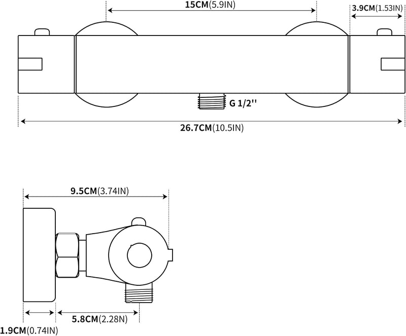 Shower Mixer with 70CM Adjustable Riser Rail Kit