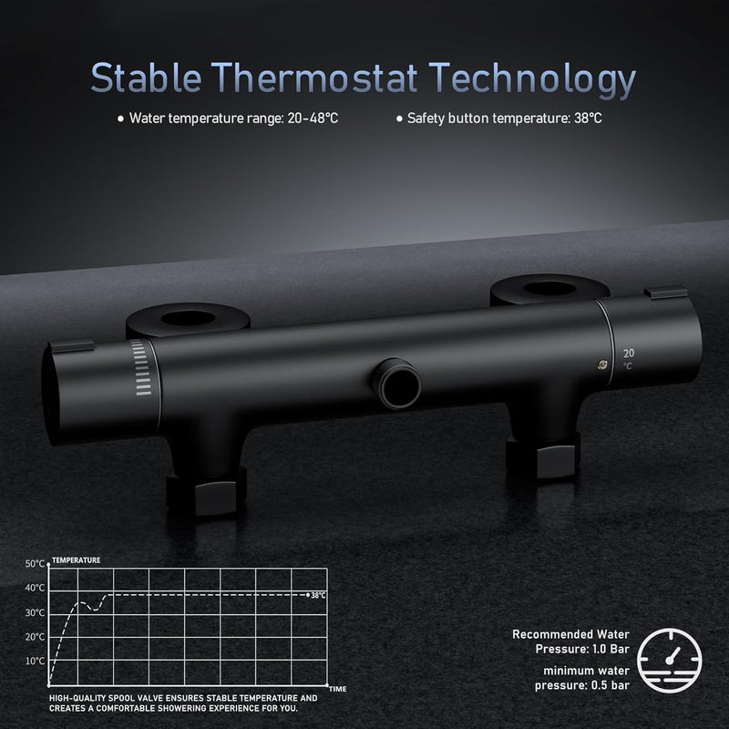 Shower Mixer with 70CM Adjustable Riser Rail Kit
