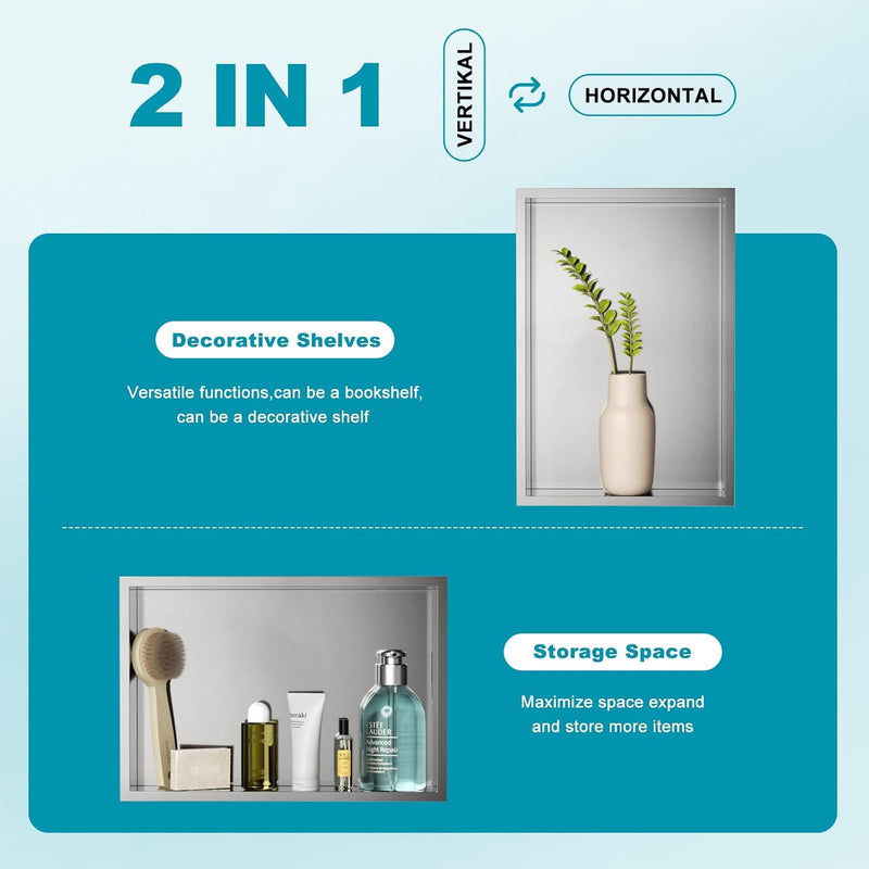 Shower Niche Stainless Steel Wall Insert Recessed