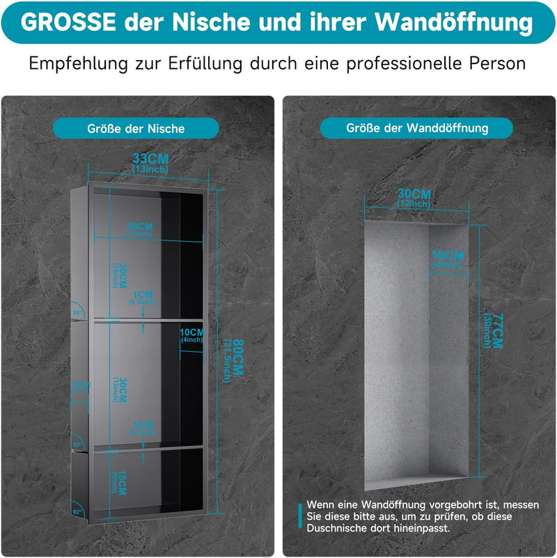 Shower Niche Stainless Steel Wall Insert Recessed