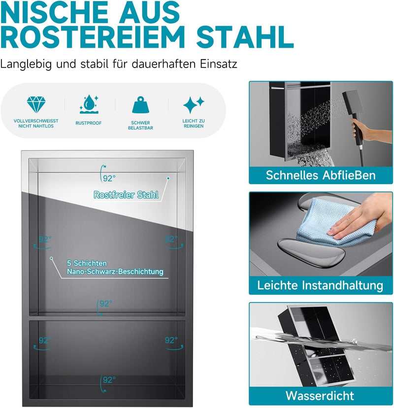 Shower Niche Stainless Steel Wall Insert Recessed