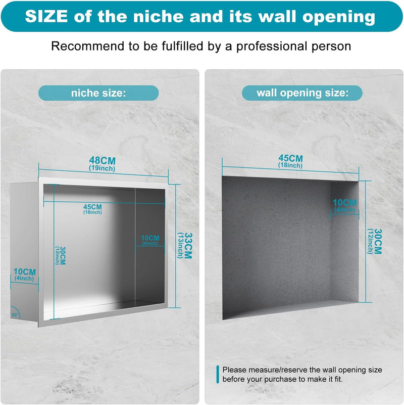 Shower Niche Stainless Steel Wall Insert Recessed