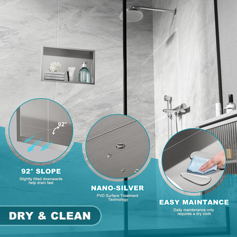 Shower Niche Stainless Steel Wall Insert Recessed
