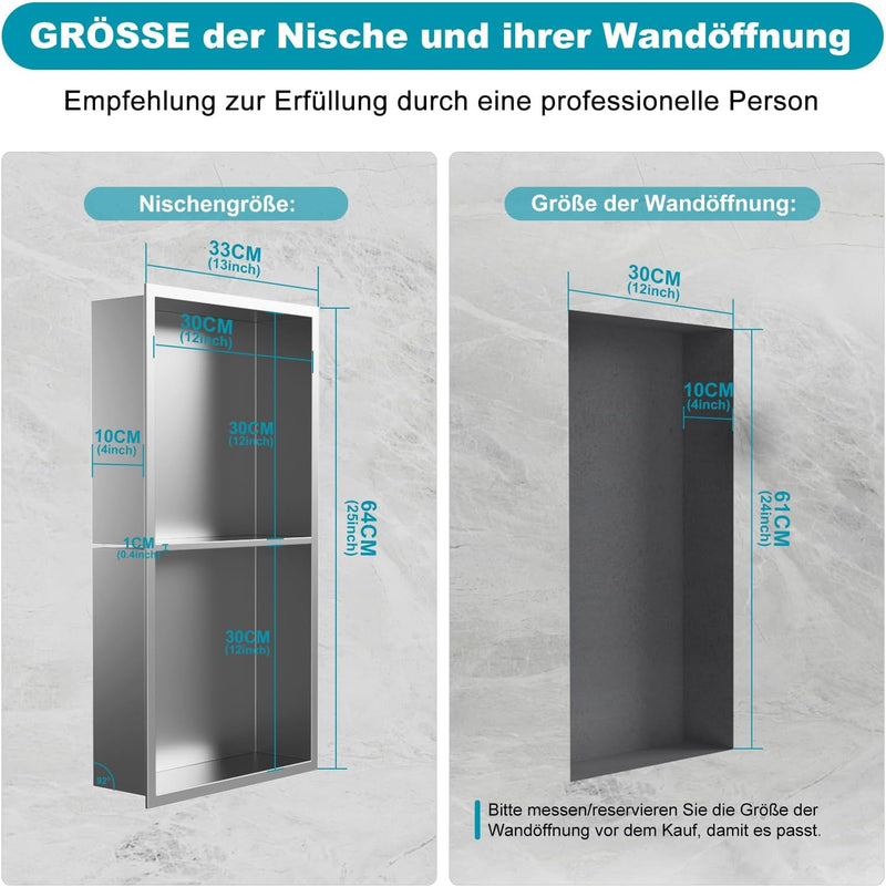 Shower Niche Stainless Steel Wall Insert Recessed
