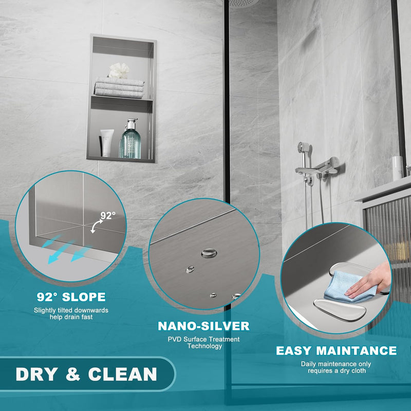Shower Niche Stainless Steel Wall Insert Recessed