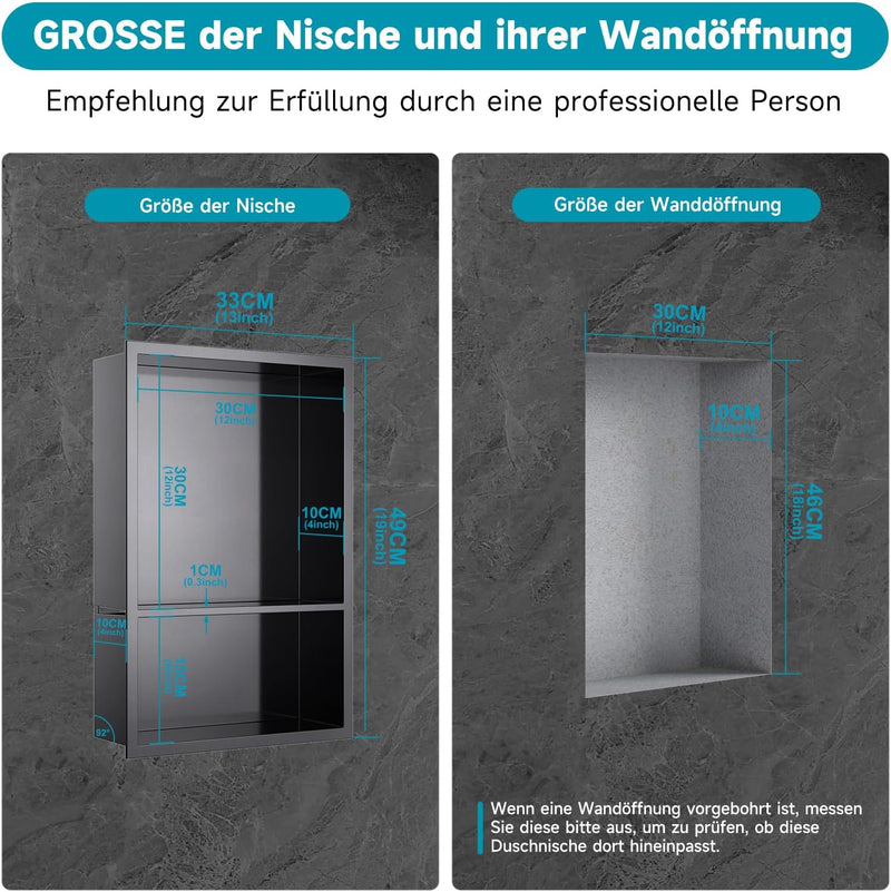 Shower Niche Stainless Steel Wall Insert Recessed
