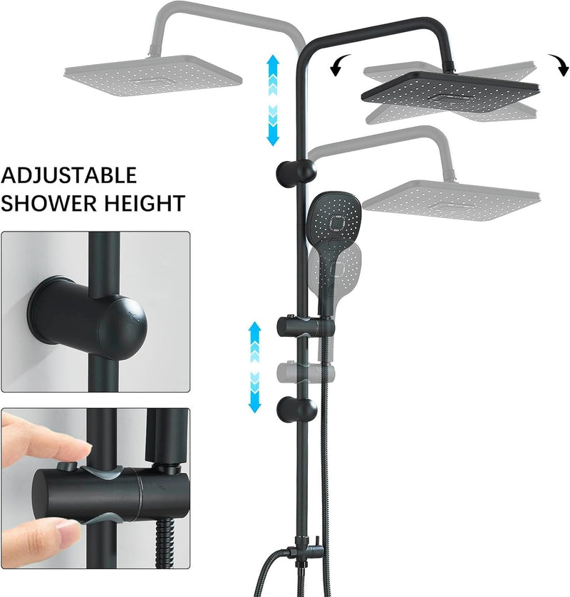 Shower Riser Kit with 29cmx19CM Rainfall Head 5