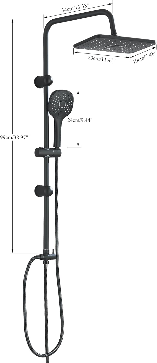 Shower Riser Kit with 29cmx19CM Rainfall Head 5