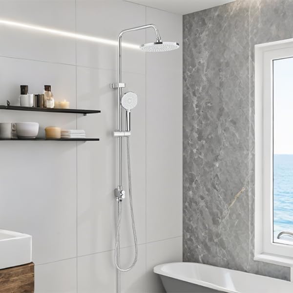 Shower Riser Rail Kit 10" Round Rainfall Head