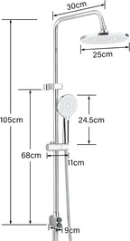 Shower Riser Rail Kit 10" Round Rainfall Head