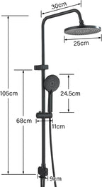Shower Riser Rail Kit 10" Round Rainfall Head