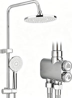 Shower Riser Rail Kit 10" Round Rainfall Head