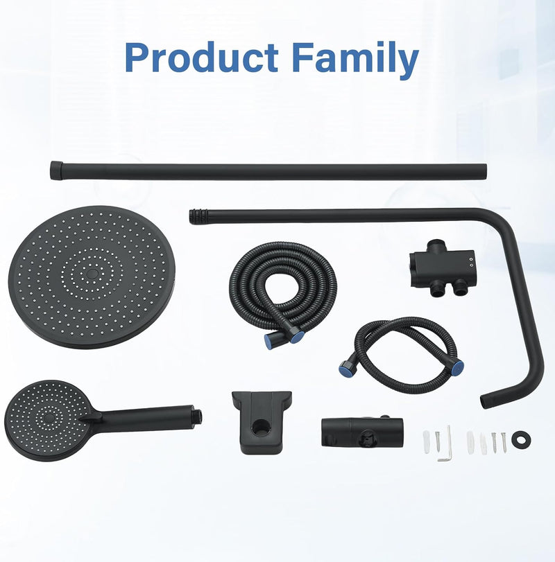 Shower Riser Rail Kit 10" Round Rainfall Head