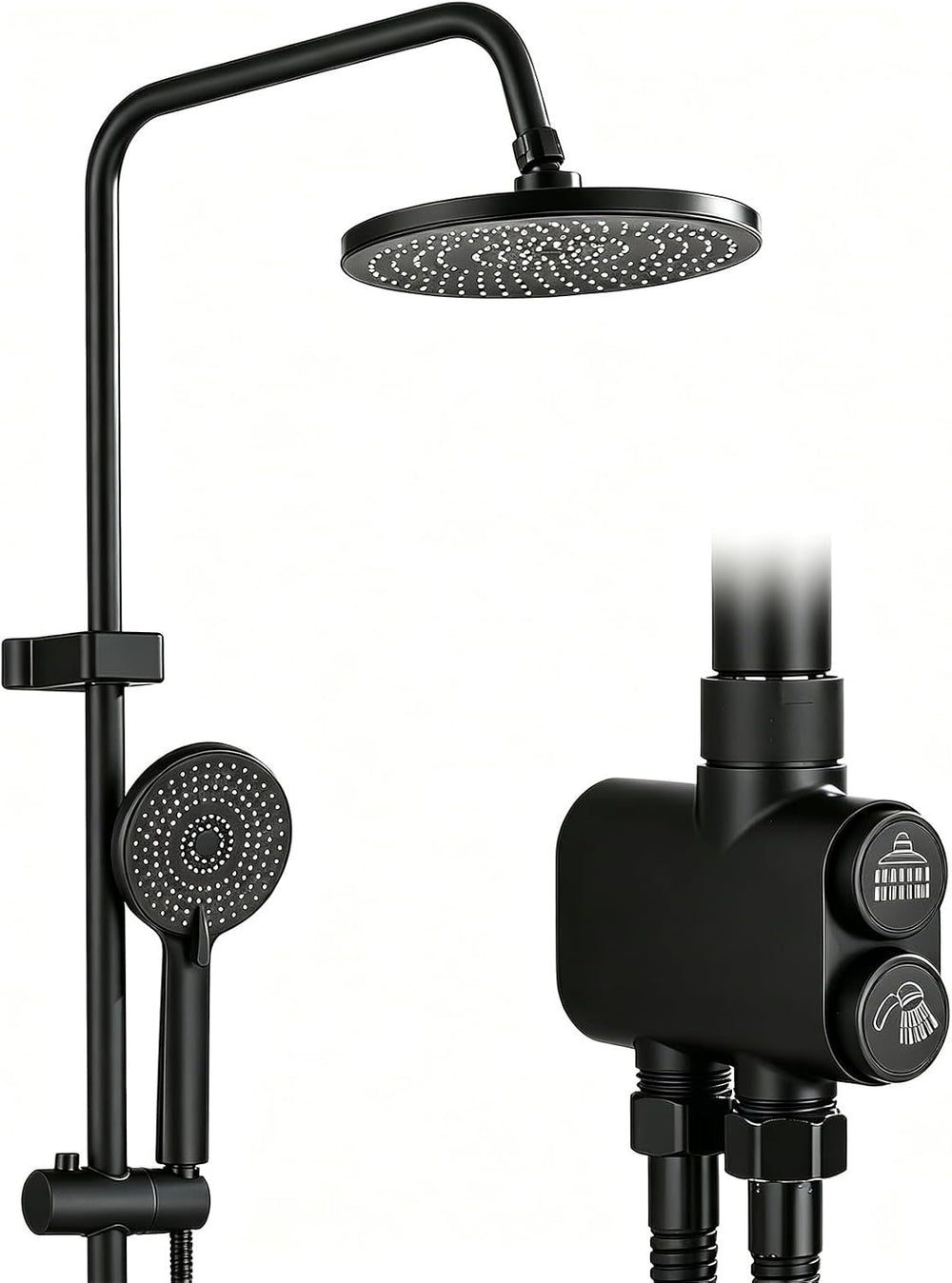 Shower Riser Rail Kit 10" Round Rainfall Head