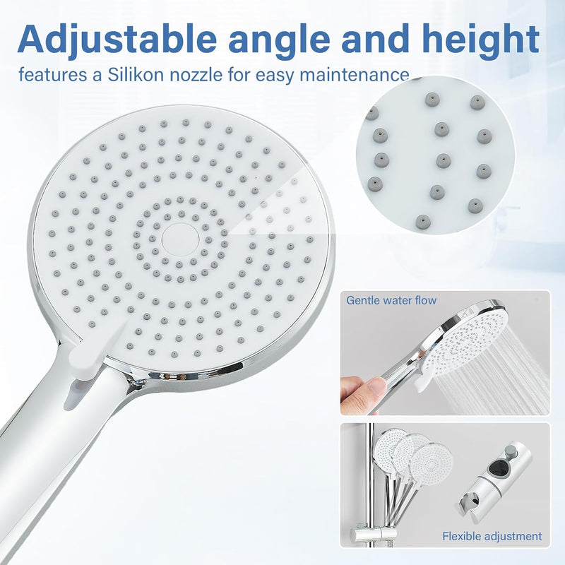 Shower Riser Rail Kit 10" Round Rainfall Head