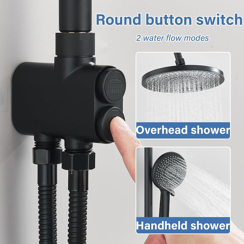 Shower Riser Rail Kit 10" Round Rainfall Head