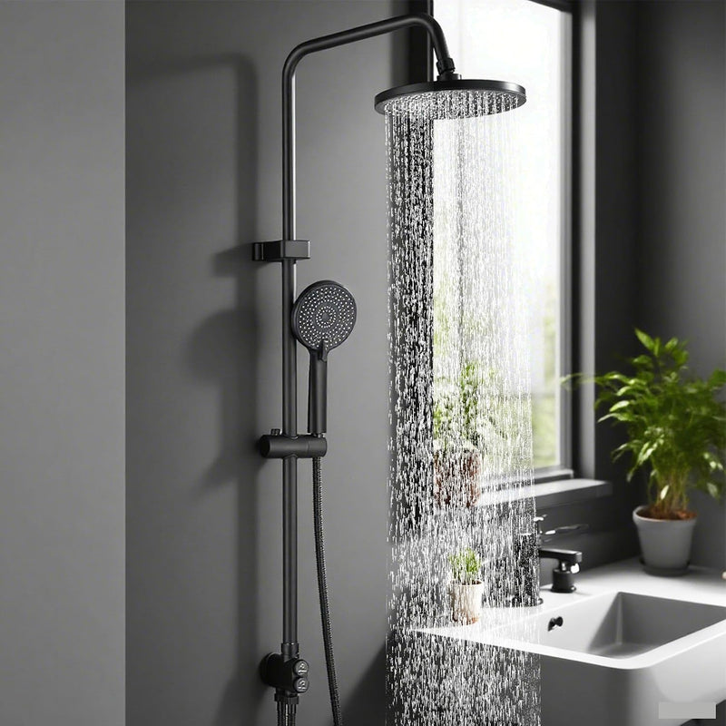 Shower Riser Rail Kit 10" Round Rainfall Head