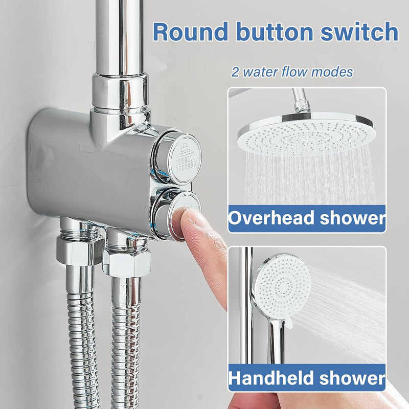 Shower Riser Rail Kit 10" Round Rainfall Head