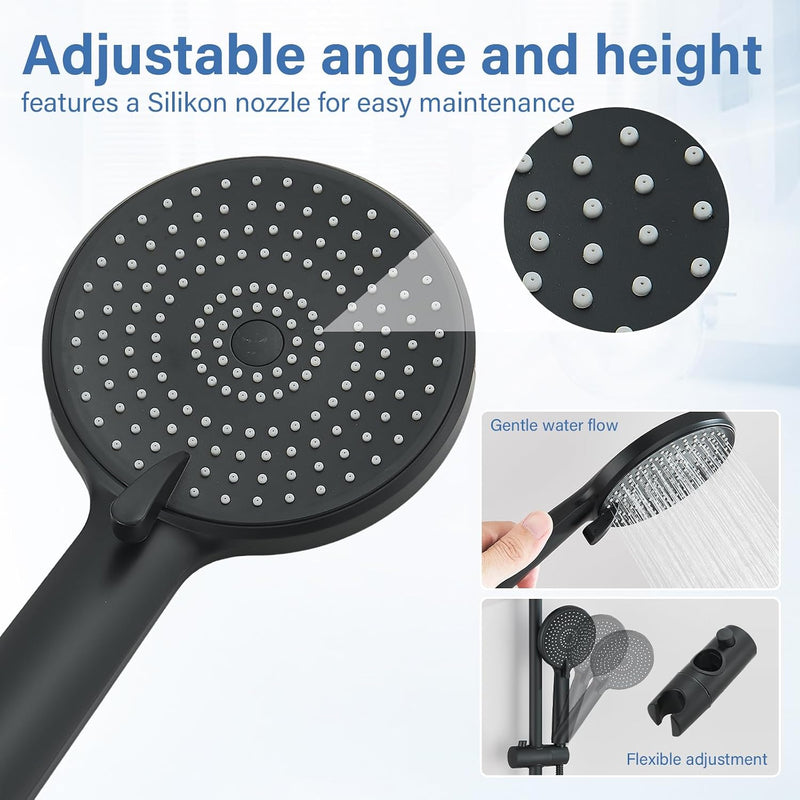 Shower Riser Rail Kit 10" Round Rainfall Head