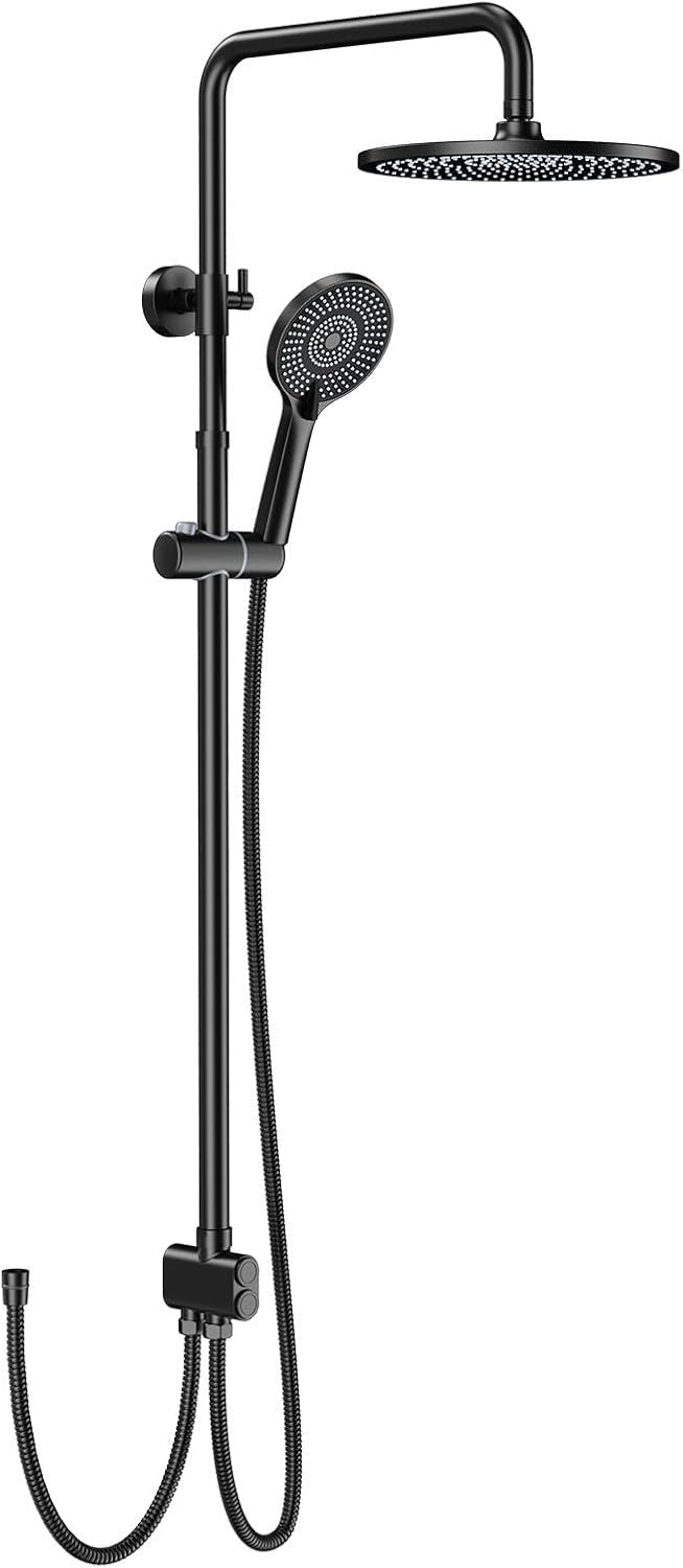 Shower Riser Rail Kit 10" Round Overhead Chrome
