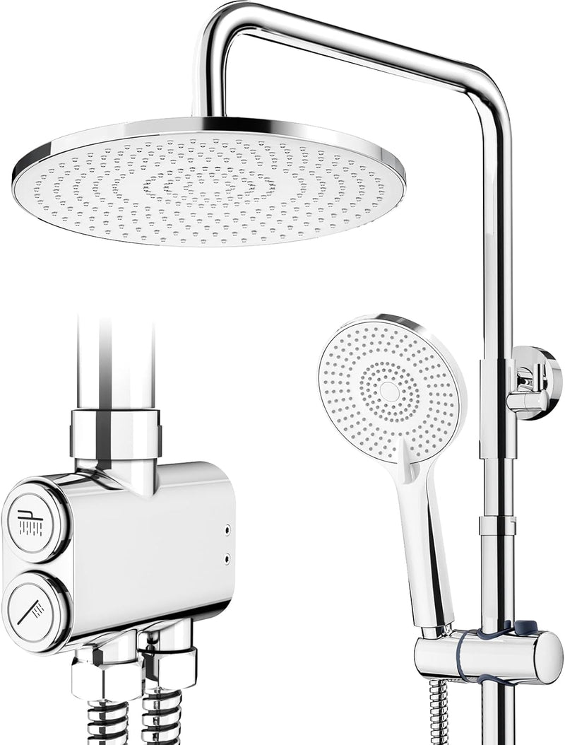 Shower Riser Rail Kit 10" Round Overhead Chrome