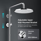 Shower Riser Rail Kit Chrome 10" Round Rainfall