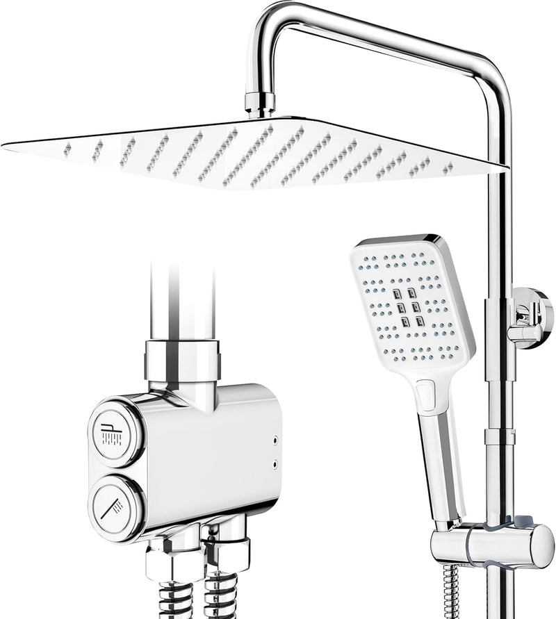Shower Riser Rail Kit 10" Round Overhead Chrome