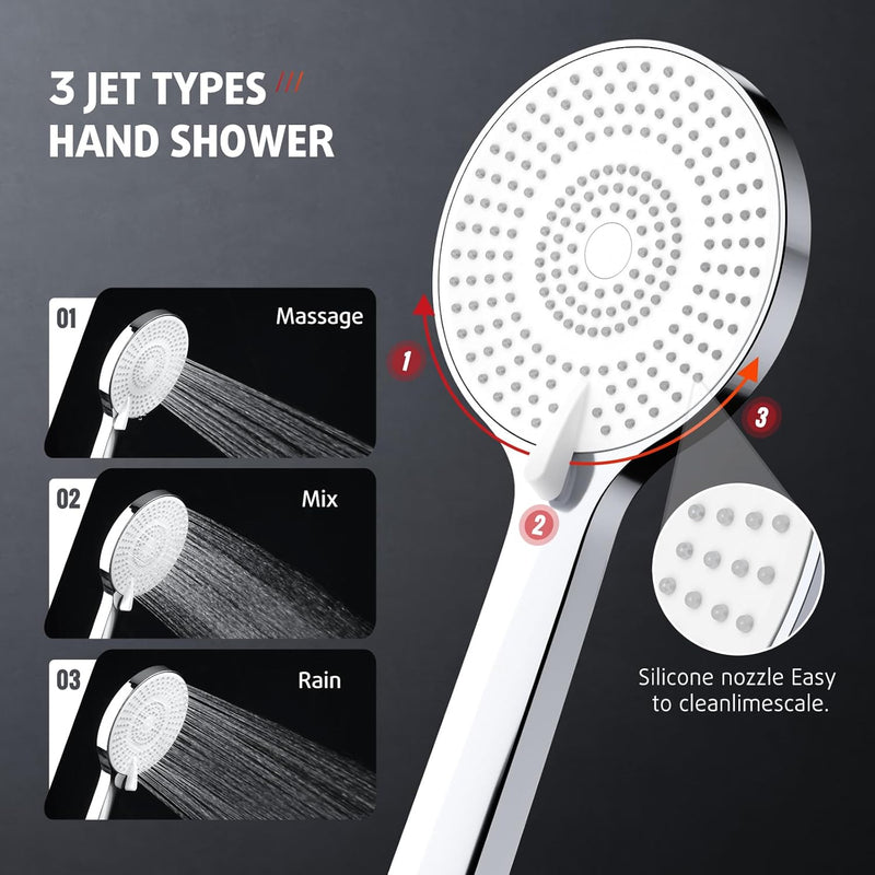 Shower Riser Rail Kit 10" Round Overhead Chrome