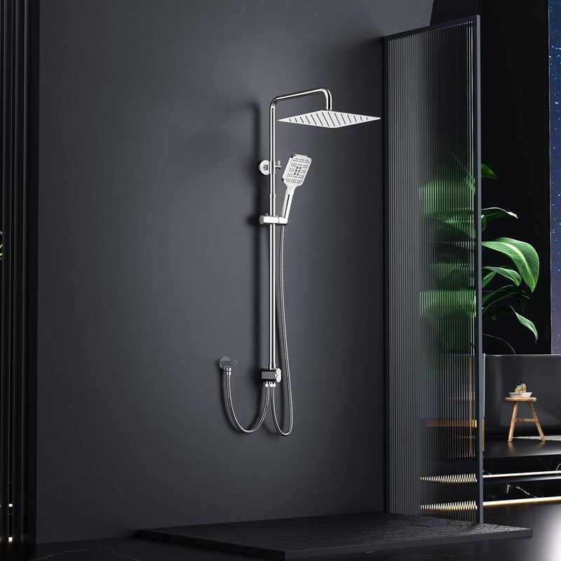 Shower Riser Rail Kit 10" Round Overhead Chrome