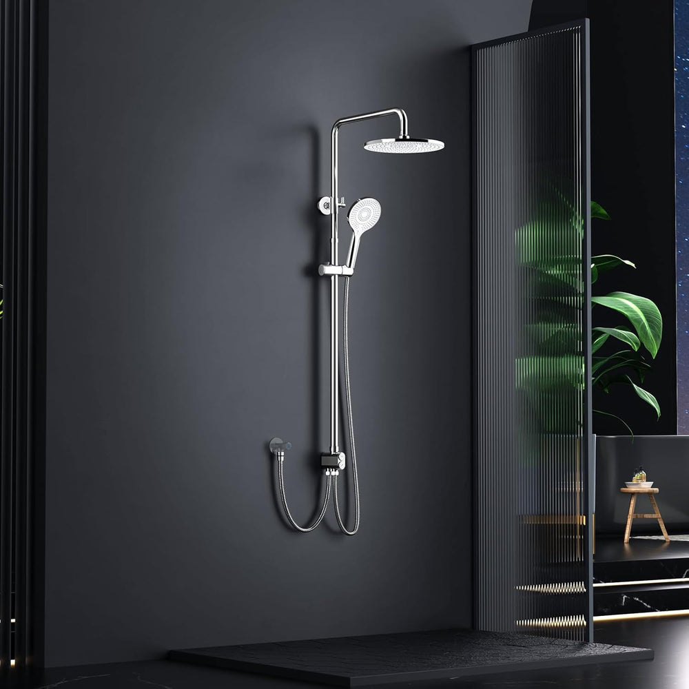 Shower Riser Rail Kit 10" Round Overhead Chrome