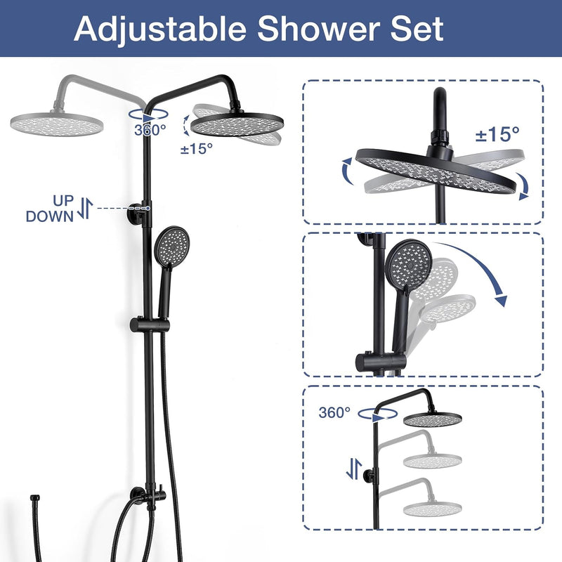 Shower Riser Rail Kit Rainfall for Bathroom Chrome