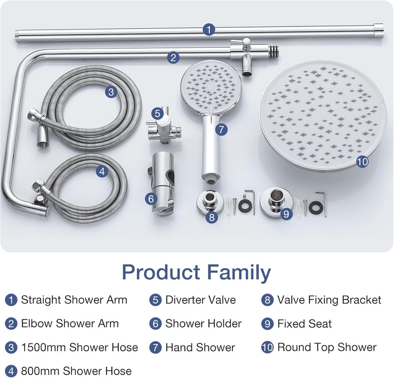 Shower Riser Rail Kit Rainfall for Bathroom Chrome