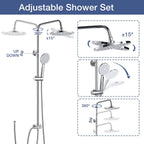 Shower Riser Rail Kit Rainfall for Bathroom Chrome