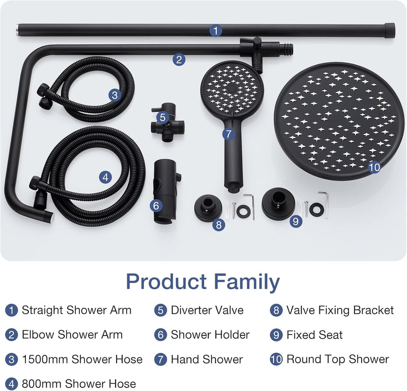 Shower Riser Rail Kit Rainfall for Bathroom Chrome