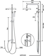Shower Riser Rail Kit Square Overhead
