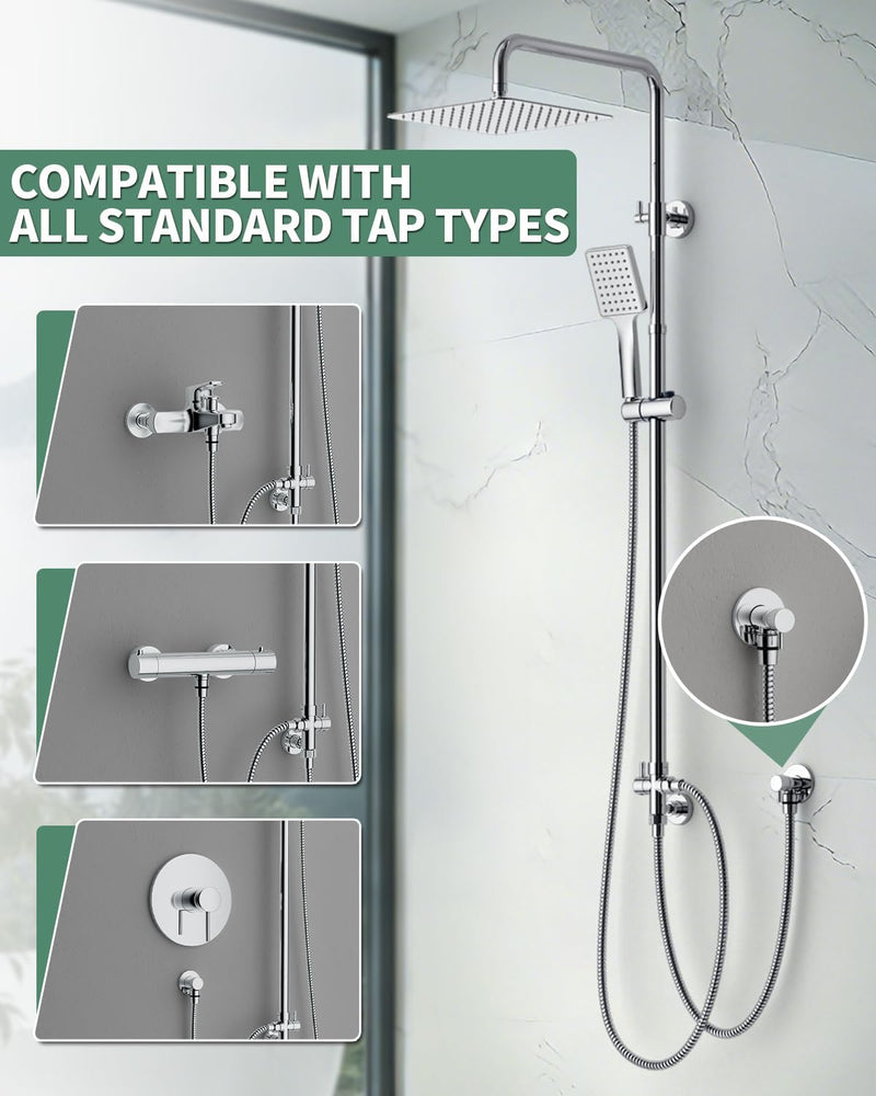 Shower Riser Rail Kit Square Overhead
