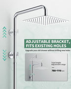Shower Riser Rail Kit Square Overhead