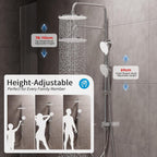 Shower Riser Rail Kit with 10" Rainfall Head