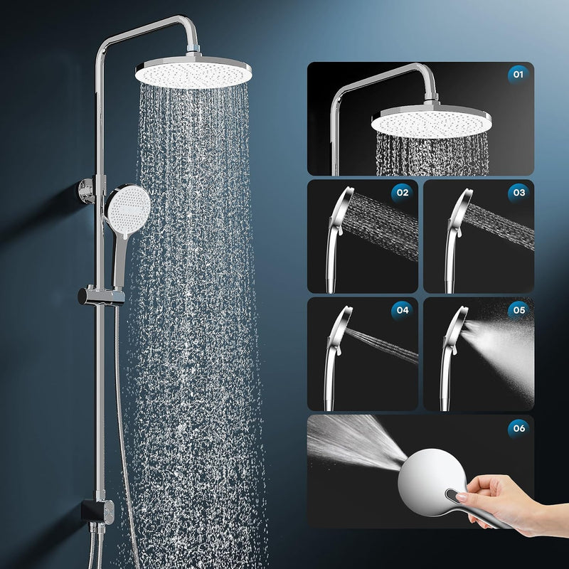 Shower Riser Rail Kit with 10" Rainfall Head