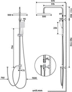 Shower Riser Rail Kit with 25 X Cm