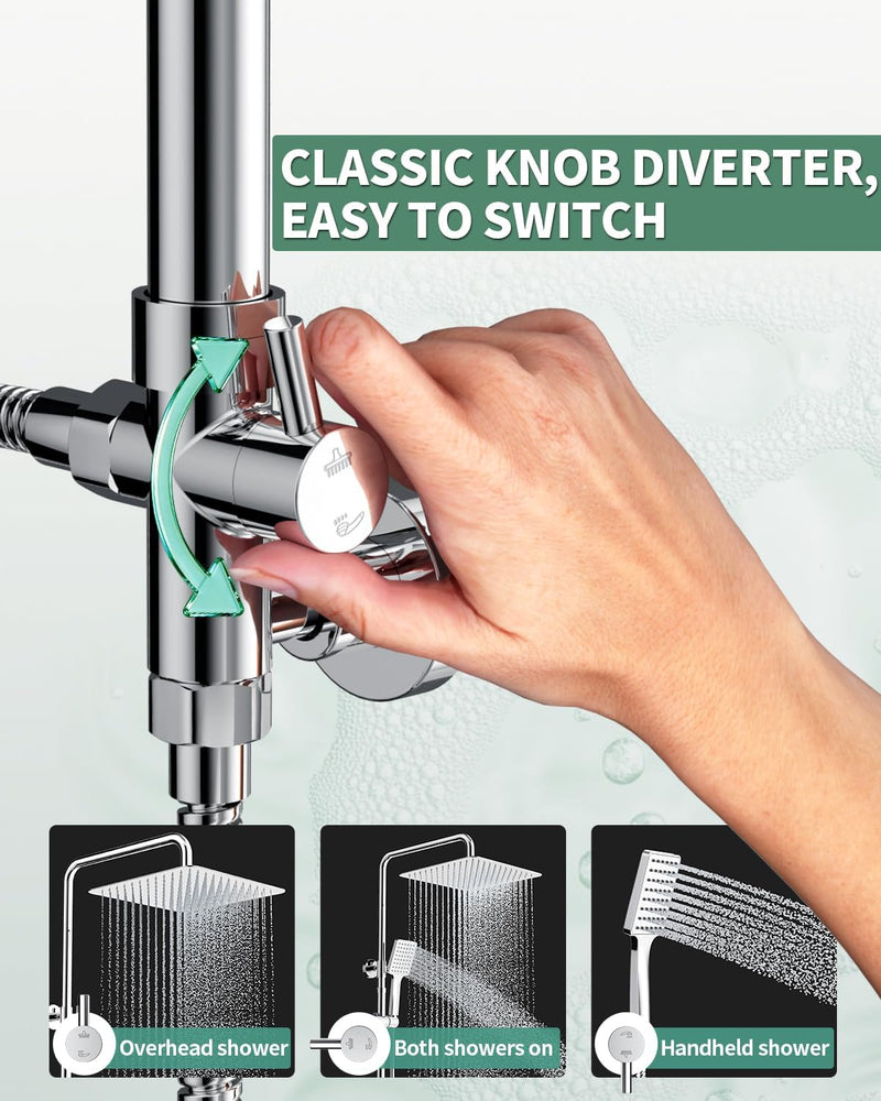 Shower Riser Rail Kit Square Overhead
