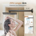 Shower System 10-Inch Concealed Set 3-Modes Square Rainfall