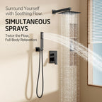 Shower System 10-Inch Concealed Set 3-Modes Square Rainfall