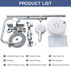 Shower System with Diverter Mixer Set 8” Square
