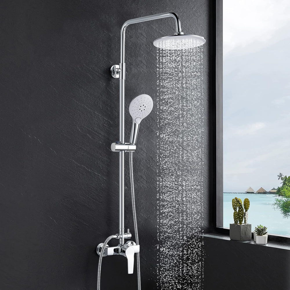 Shower System with Diverter Mixer Set 8” Square