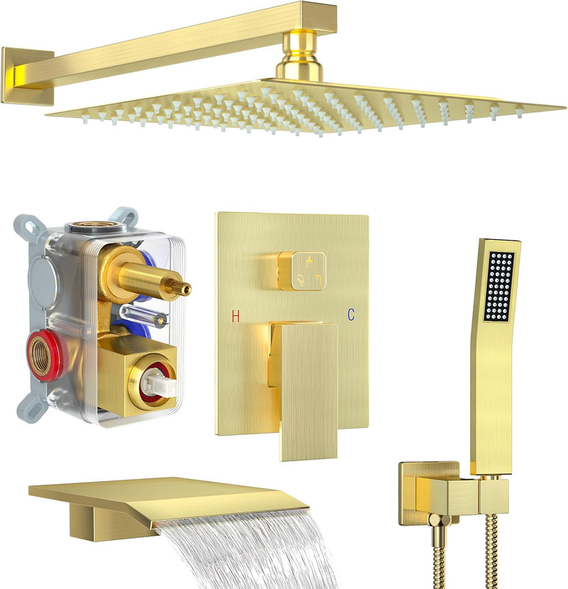 Shower System with Rain Handheld Wall Mounted Mixer