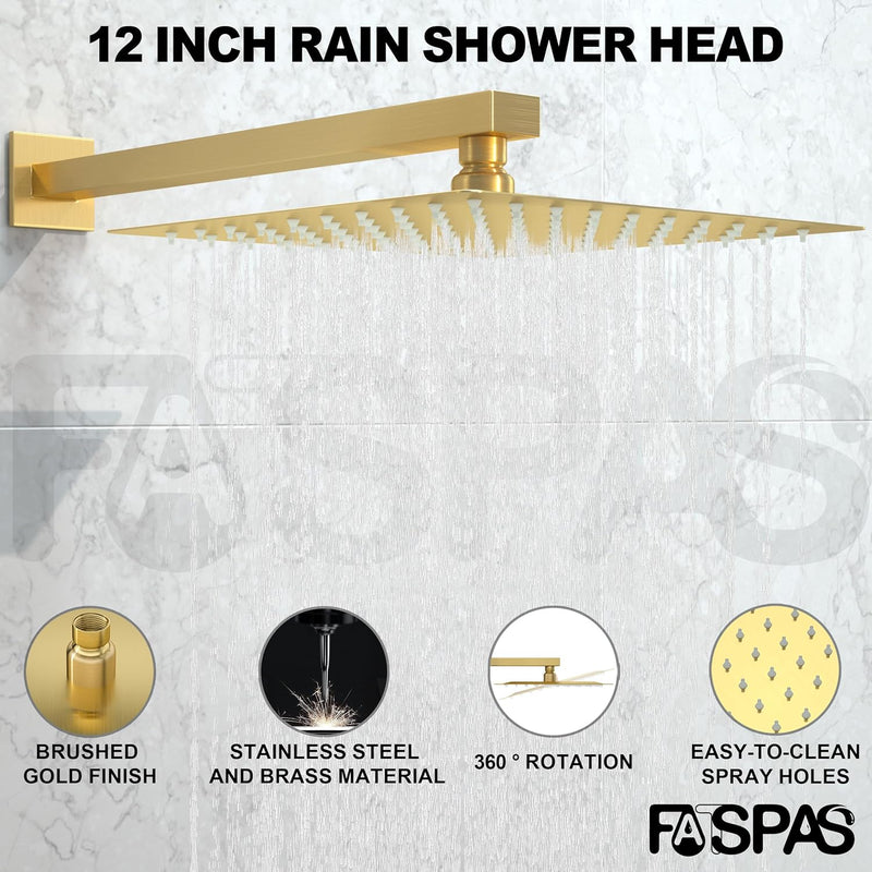 Shower System with Rain Handheld Wall Mounted Mixer