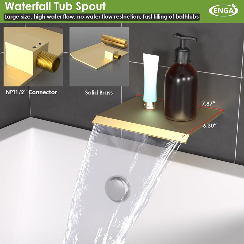 Shower System with Tub Spout Push-Button Valve Kit