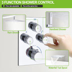 Shower System with Tub Spout Push-Button Valve Kit