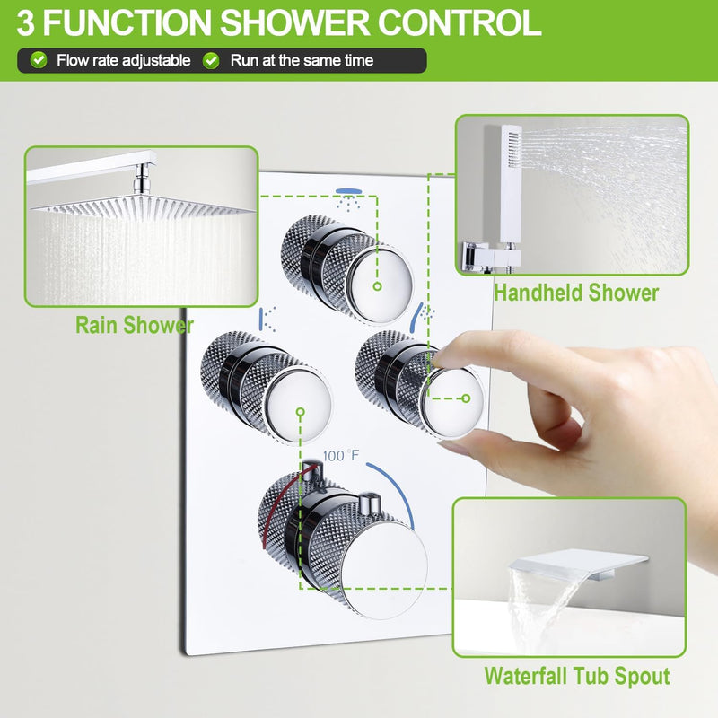 Shower System with Tub Spout Push-Button Valve Kit